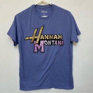 Disney Purple, Pink, Gold Hannah Montana Logo Graphic T-Shirt Size Medium